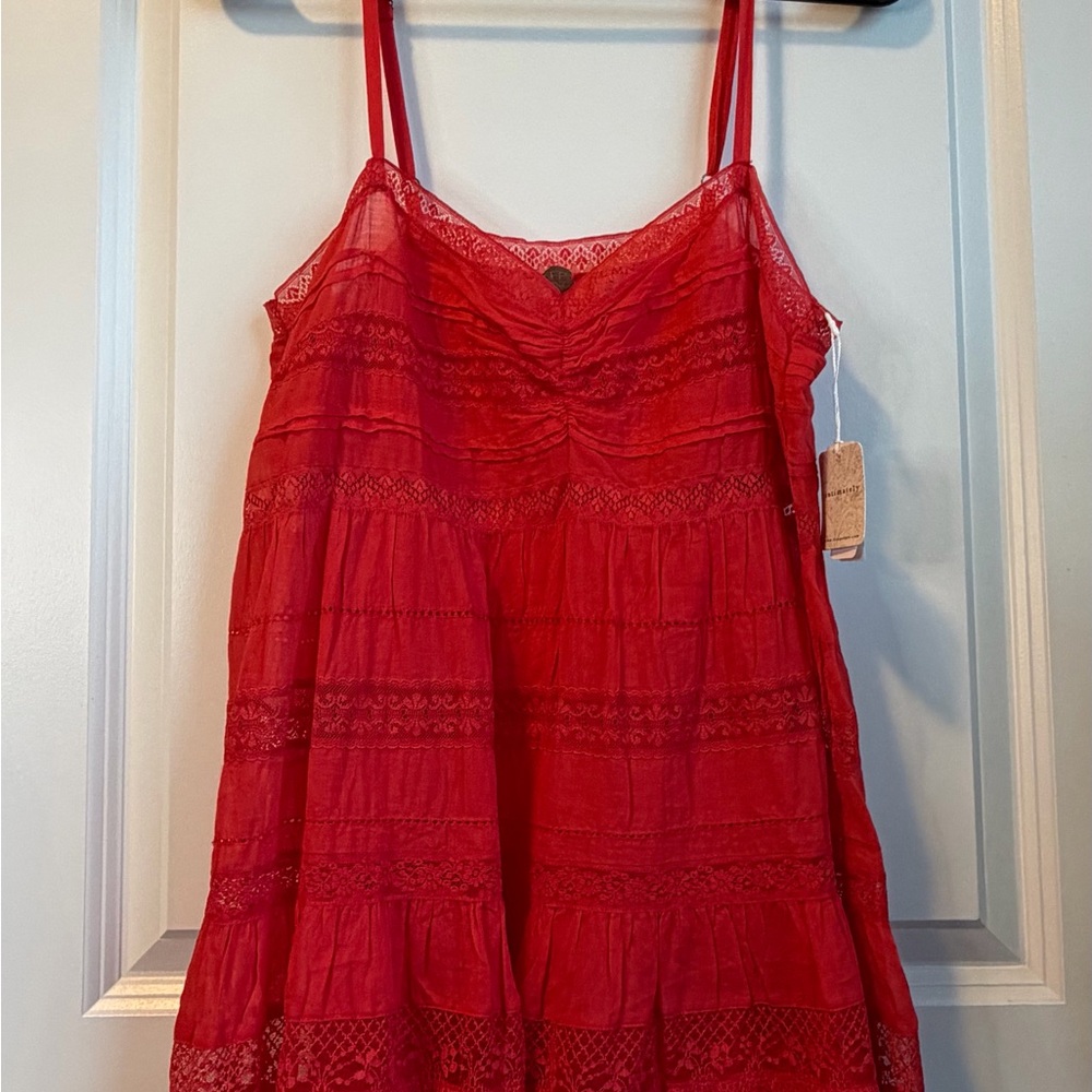 Free People Intimately Selia Babydoll Slip | Red | NWT